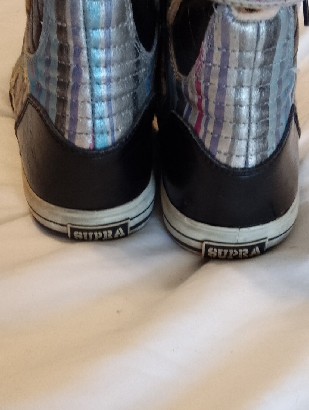 Supra Women's Black High-Top Sneakers with Floral Multicolor Panels - Picture 3 of 8